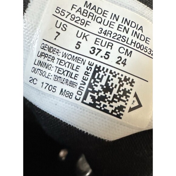 Womens Converse All Stars 557929F BLACK VELVET HIGHT TOP LACE UP SNEAKERS Size 7 - Picture 8 of 9